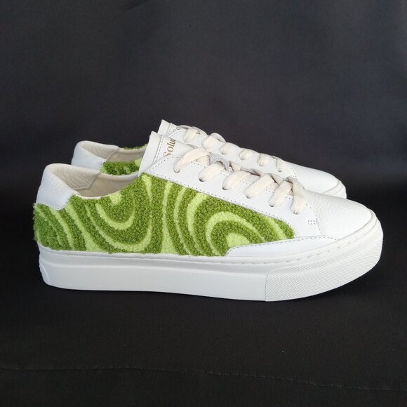SOLUDOS Ibiza Platform Psychedelic Spiral Sneaker White/Green Women Size 8.5 - Picture 3 of 16